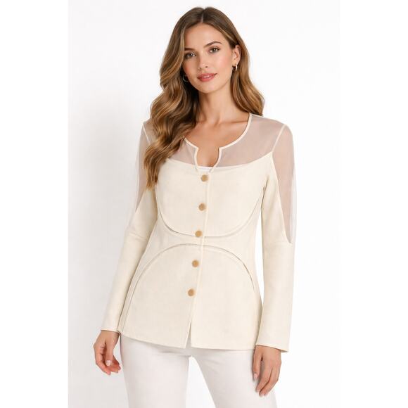Ralph Rucci Off White Sheer Jacket Size 6